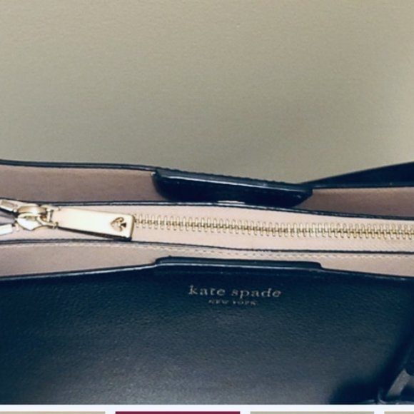 Kate Spade NWOT crossbody / satchel black leather with pink inside - Picture 7 of 8